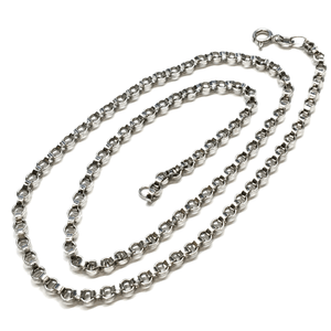 Secondhand Jewelry > Necklaces | 1950s 18" Sterling Silver Striking 3mm Rolo Chain Necklace - Blingschlingers Jewelry
