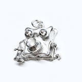 Vintage Jewelry > 3D Charms | Oddities - Sterling Silver Embellished Hand Crank Phone Charm - Blingschlingers Jewelry