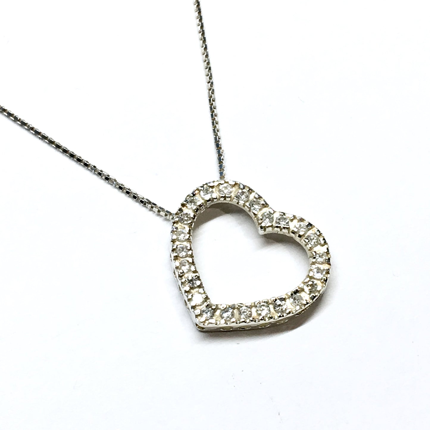 Necklace - Womens 925 Sterling Silver Shining Love Statement Heart Pendant Necklace