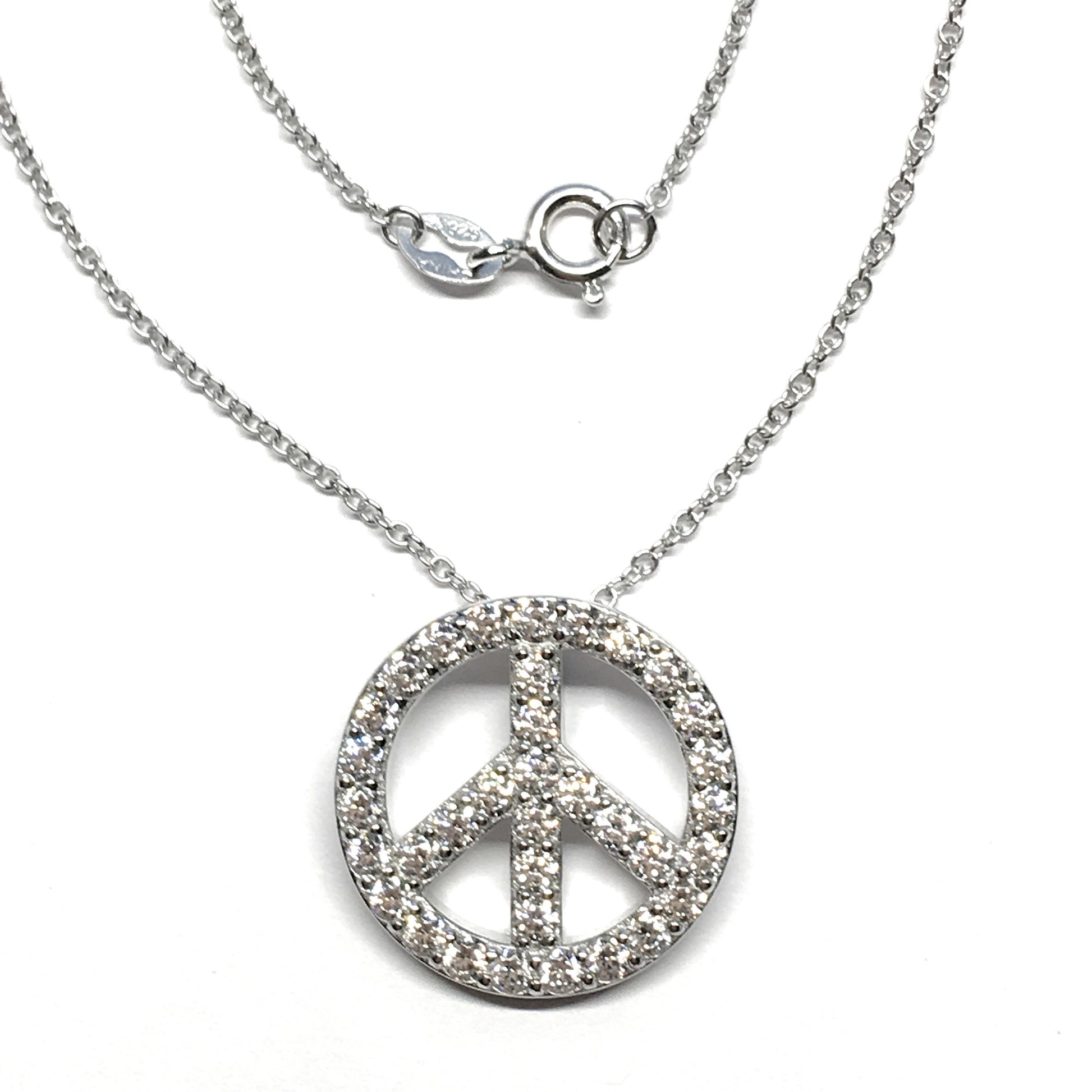 Jewelry > Necklaces | STATEMENT Stunning Sparkly Sterling Silver Peace Symbol Pendant Necklace  - Blingschlingers Jewelry