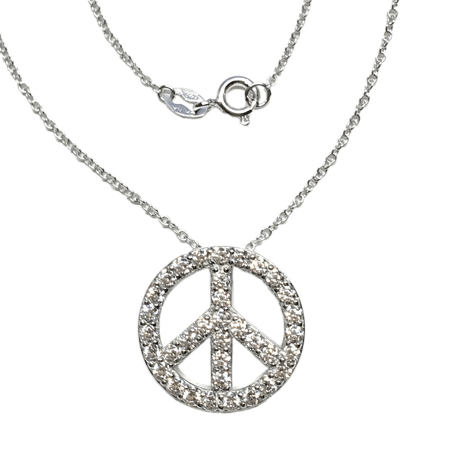 Jewelry > Necklaces | STATEMENT Stunning Sparkly Sterling Silver Peace Symbol Pendant Necklace  - Blingschlingers Jewelry