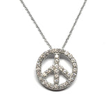Jewelry > Necklaces | STATEMENT Stunning Sparkly Sterling Silver Peace Symbol Pendant Necklace 