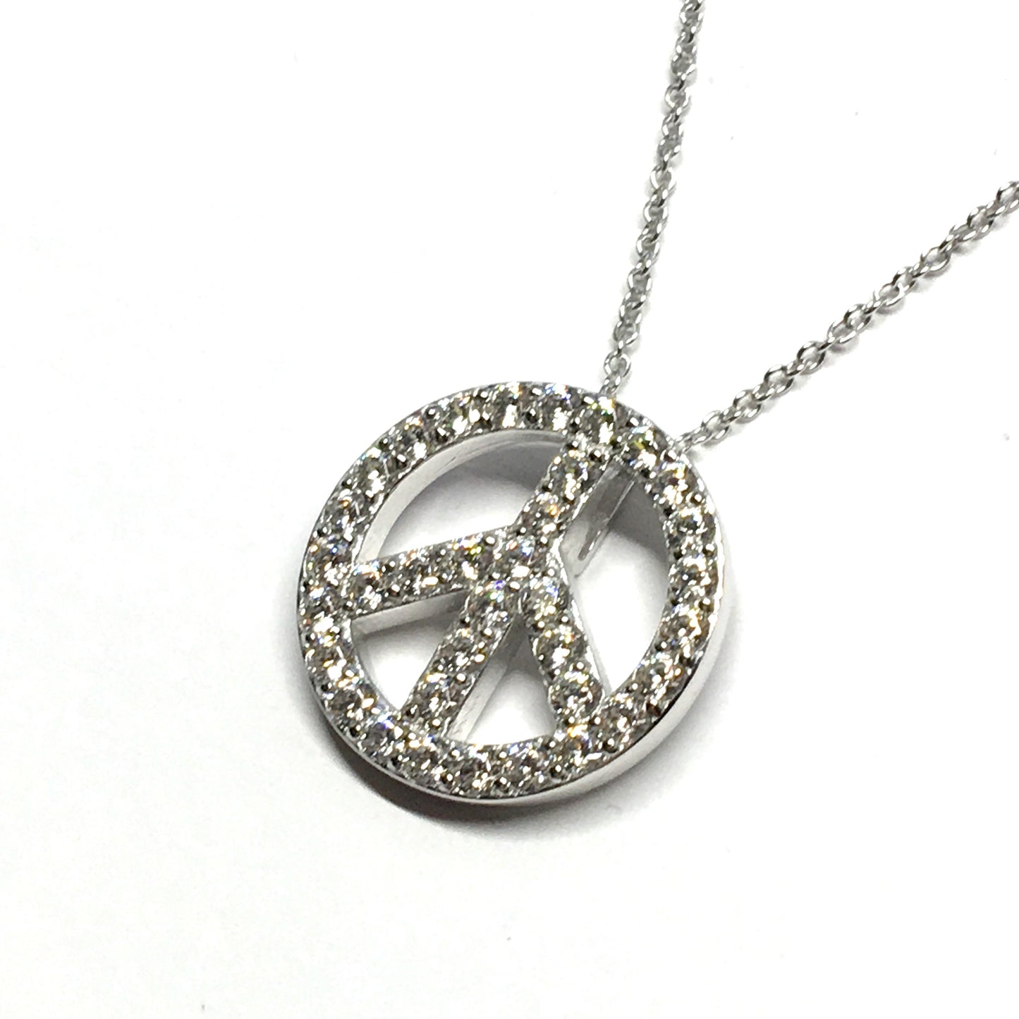 Jewelry > Necklaces | STATEMENT Stunning Sparkly Sterling Silver Peace Symbol Pendant Necklace  - Blingschlingers Jewelry