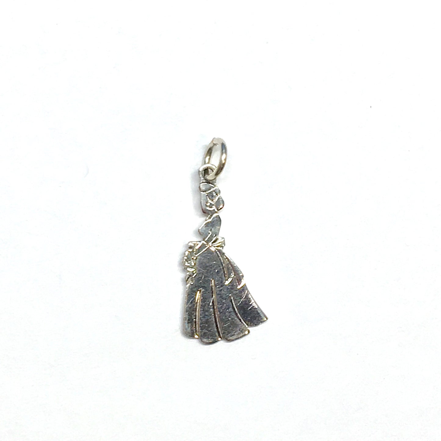Charm - Vintage 30s Sterling Silver " The Proms " Historical Woman in Dress w/ Flowers Charm Pendant