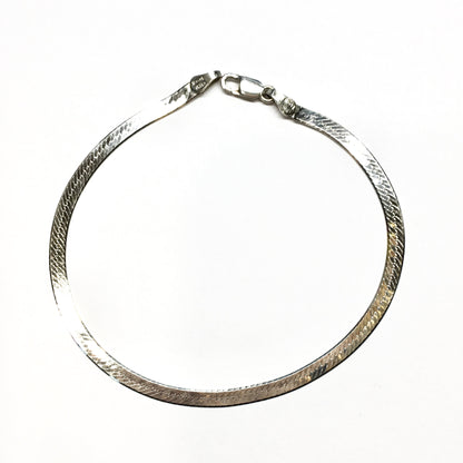 Perfectly Imperfect | Womens 7 7/8in Sterling Silver Shimmery Herringbone Chain Bracelet 