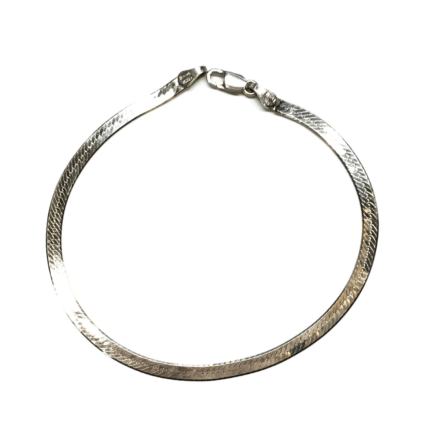 Bracelet | Womens 7 7/8in Sterling Silver Shimmery Herringbone Chain Bracelet - Discount Imperfect Jewelry