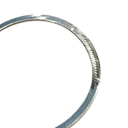 Perfectly Imperfect | Womens 7 7/8in Sterling Silver Shimmery Herringbone Chain Bracelet 