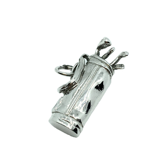 Estate Jewelry | 80s Sterling Silver Golf Course Clubs & Bag 3D Charm Pendant