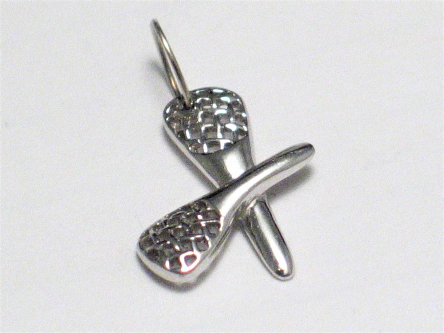 Vintage Sterling Silver Charm, Dainty Crossed Lacrosse Stick Pendant