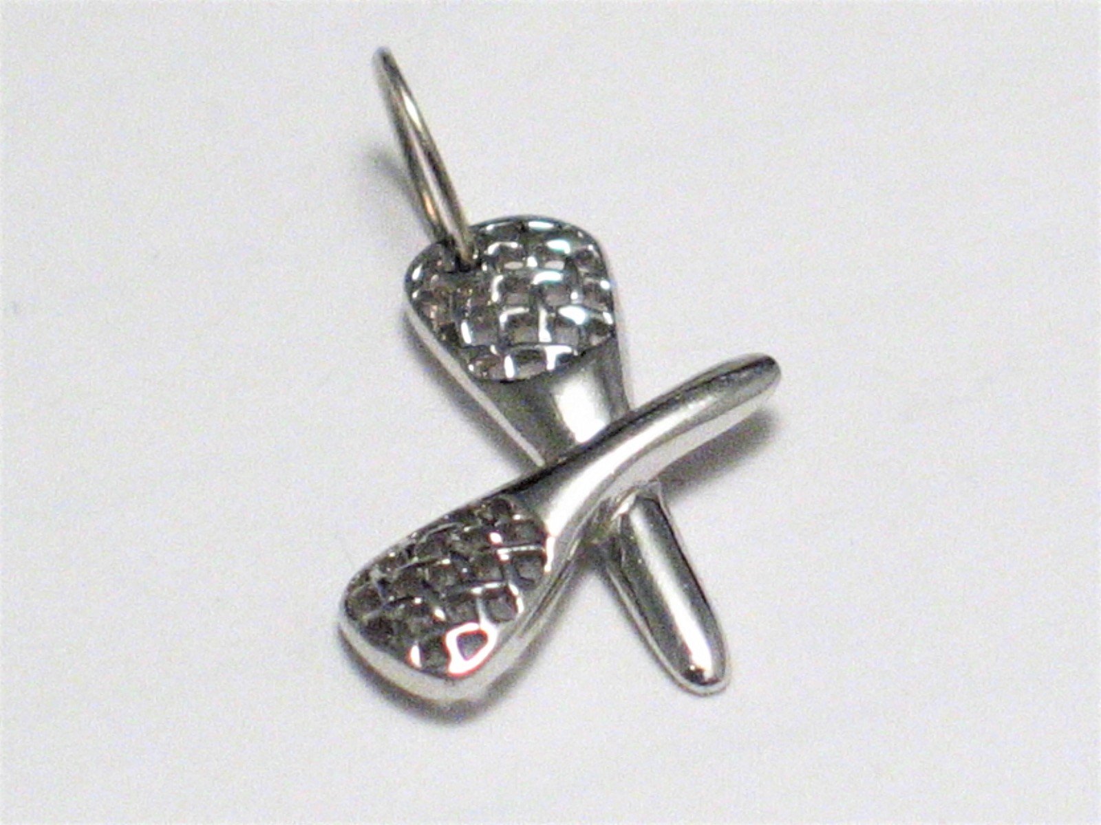 Vintage Sterling Silver Charm, Dainty Crossed Lacrosse Stick Pendant