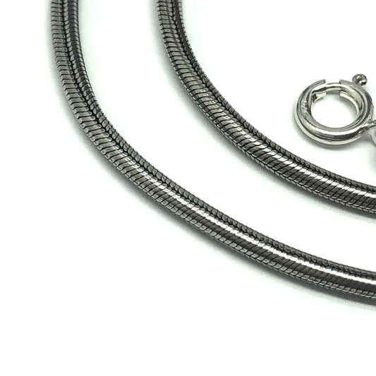 Jewelry | 925 Sterling Silver Oxidized Round Snake Chain Style Necklace