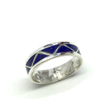 Jewelry Ring | Used Sterling Silver Lapis Blue Triangle Design Pattern Band Ring 7 