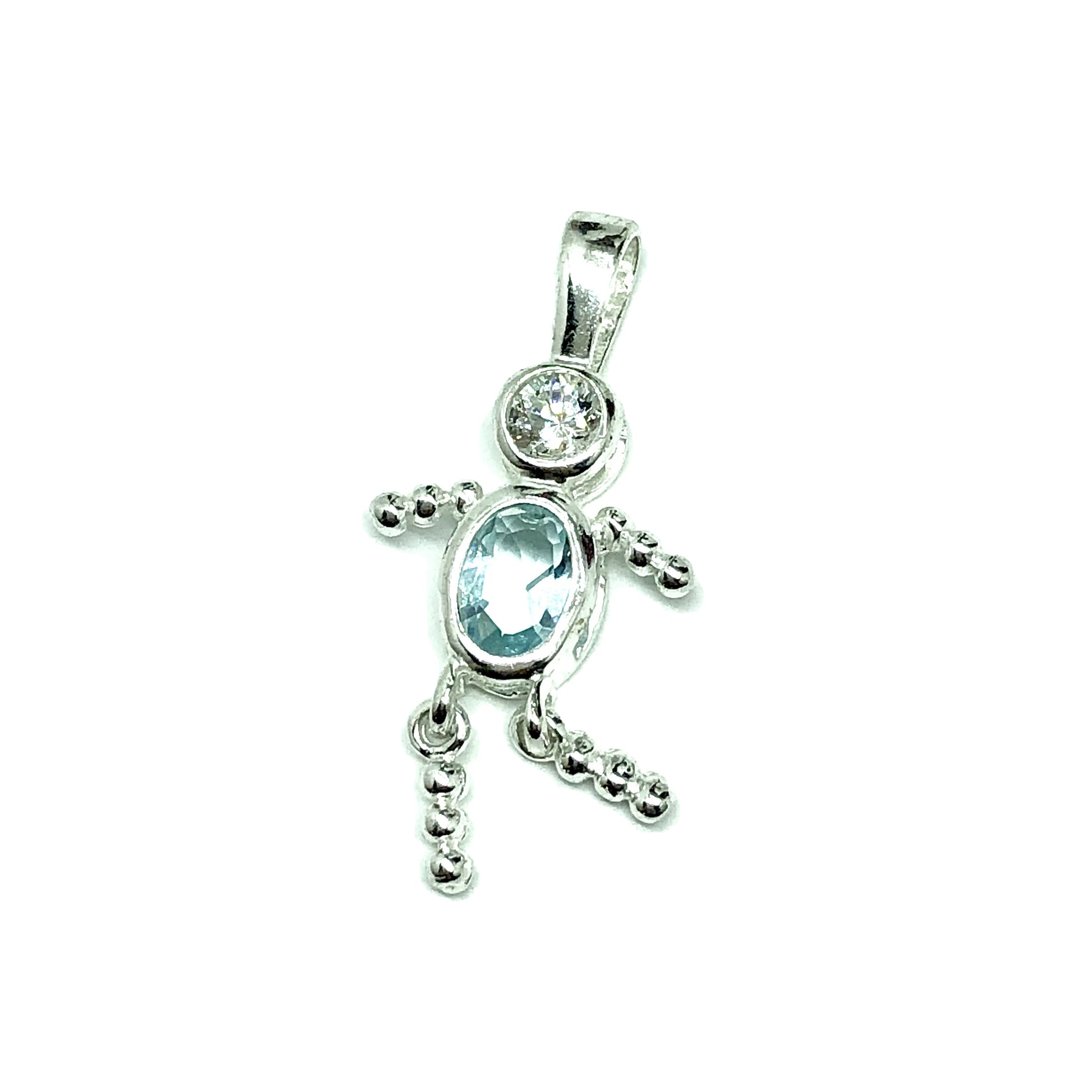 Secondhand Jewelry - 925 Sterling Silver Blue Cz December Birthstone Boy Girl Pendant
