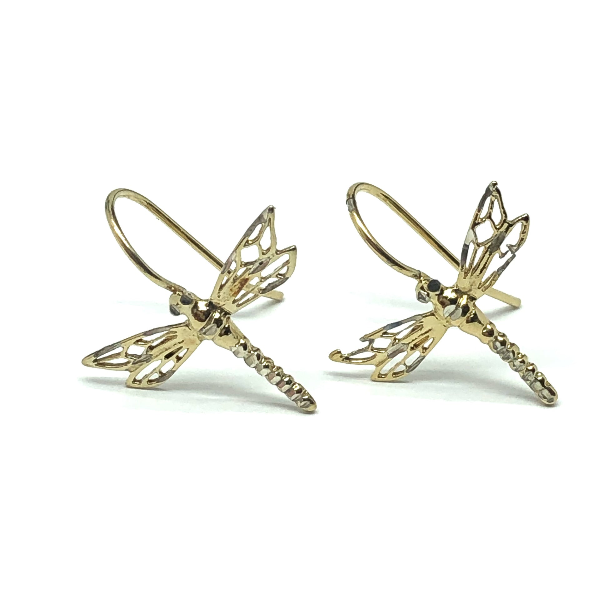 Perfectly Imperfect | Gold Dragonfly Design Drop Earrings