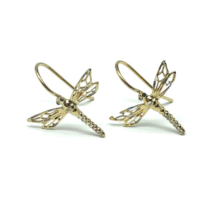 Perfectly Imperfect | Gold Dragonfly Design Drop Earrings