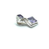 Womens Sterling Silver Purple Cubic Zirconia 2 Stone Design Pendant