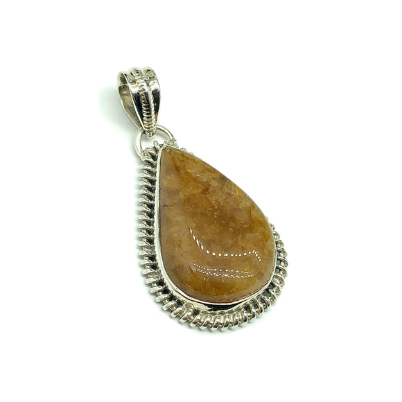 Pendants Sterling Silver Trendy Natural Golden Amber Quartz Stone - Blingschlingers Jewelry