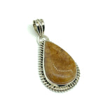 Womens Pendants Sterling Silver Trendy Natural Golden Amber Quartz Stone - Blingschlingers Jewelry