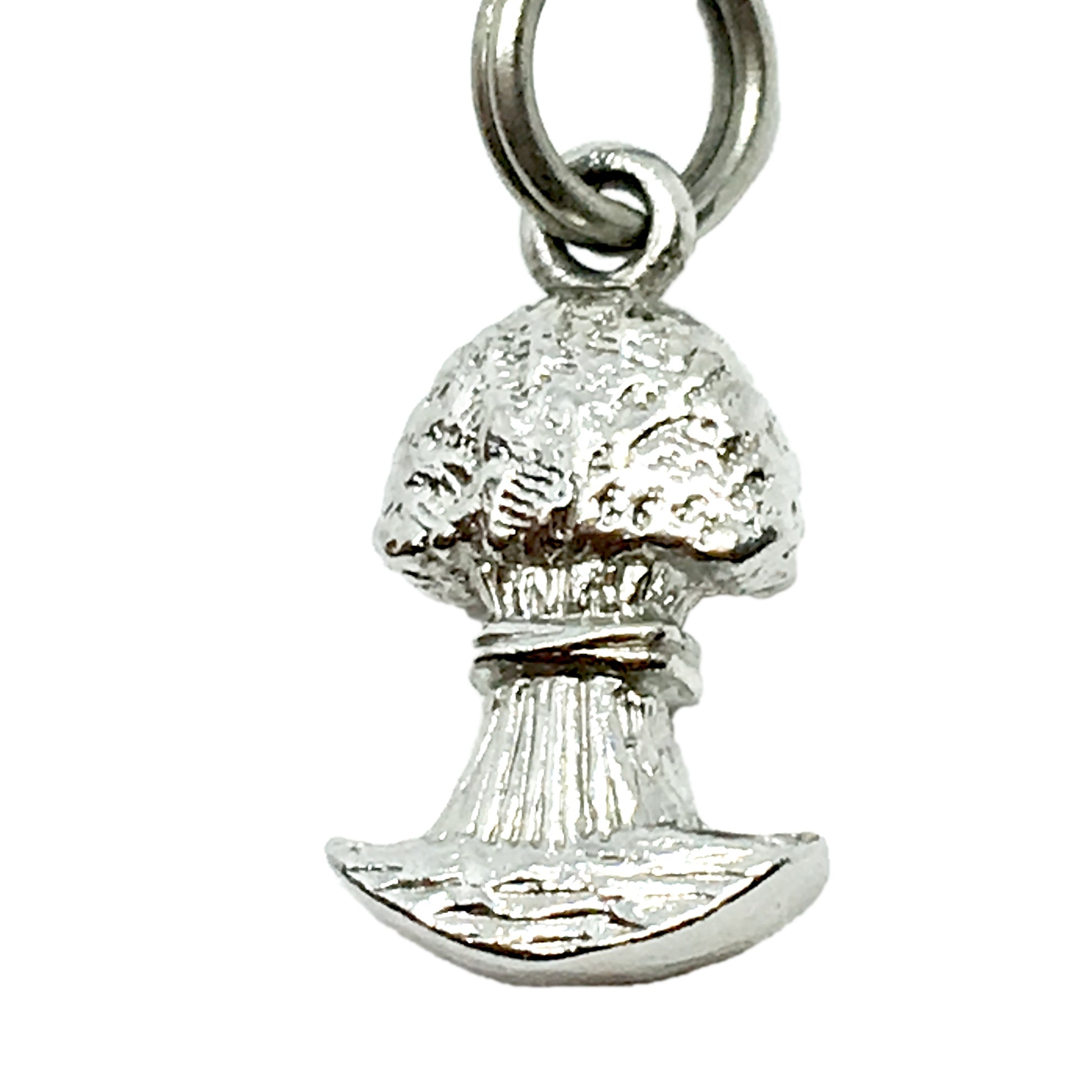 Charm - Vintage Sterling Silver Farmers Harvest Broccoli 3D Charm - Small Tiniest Charm