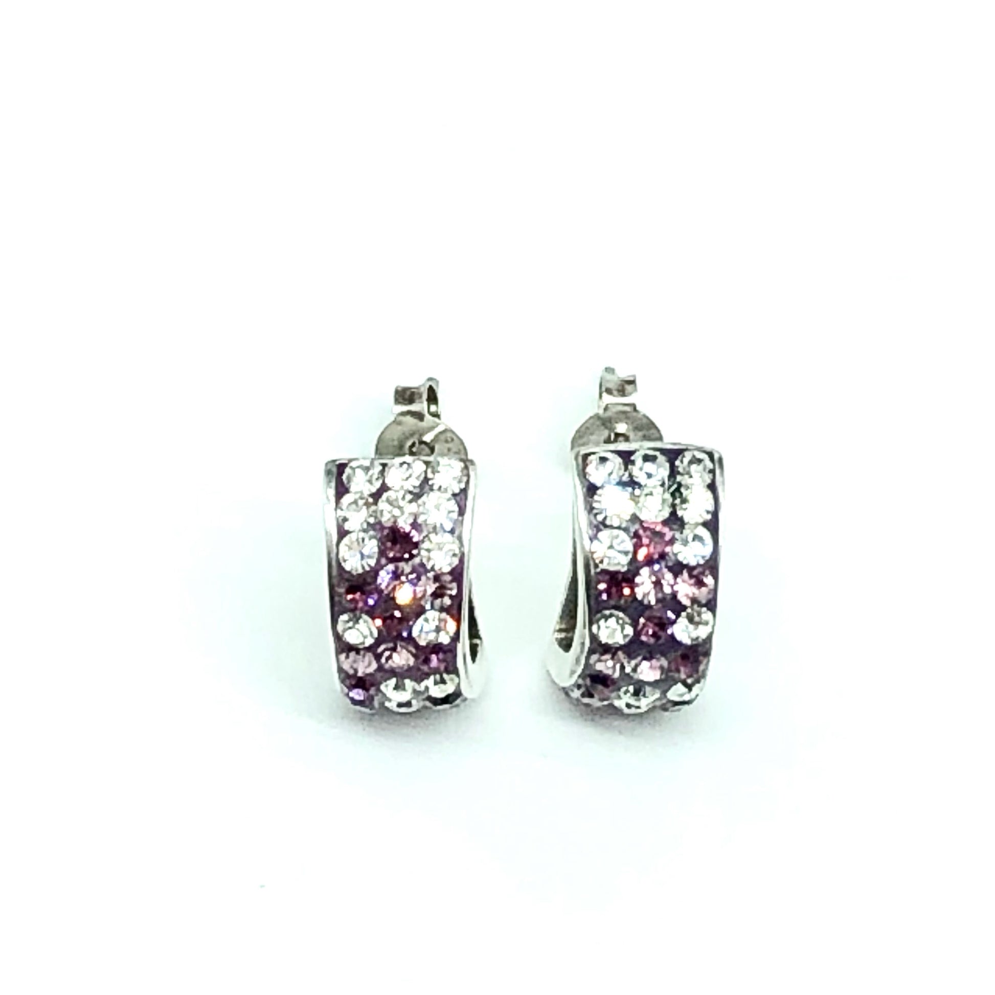 Womens Sterling Silver Rolo Style Shimmery Purple Ombre Crystal Earrings