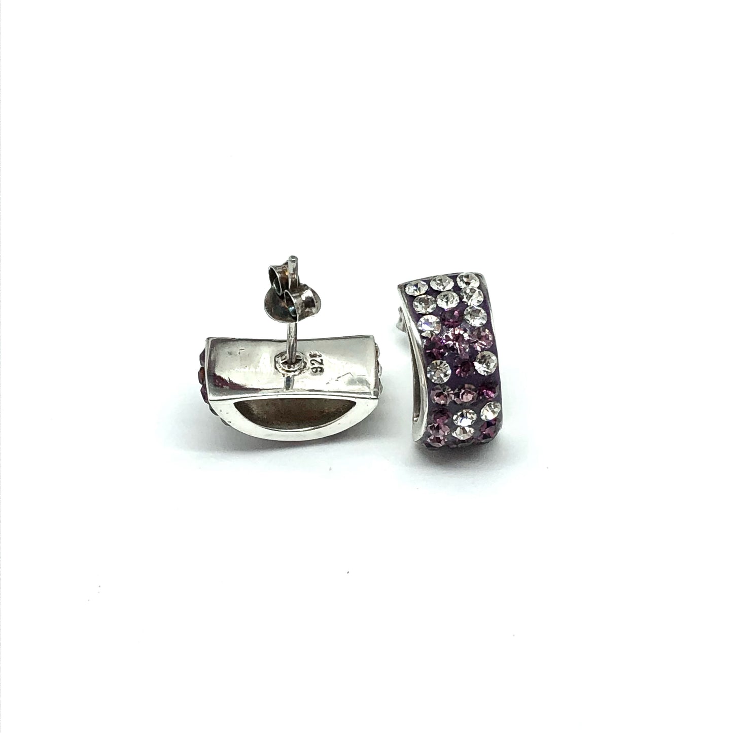 Purple Ombre Crystal Sterling Silver Earrings