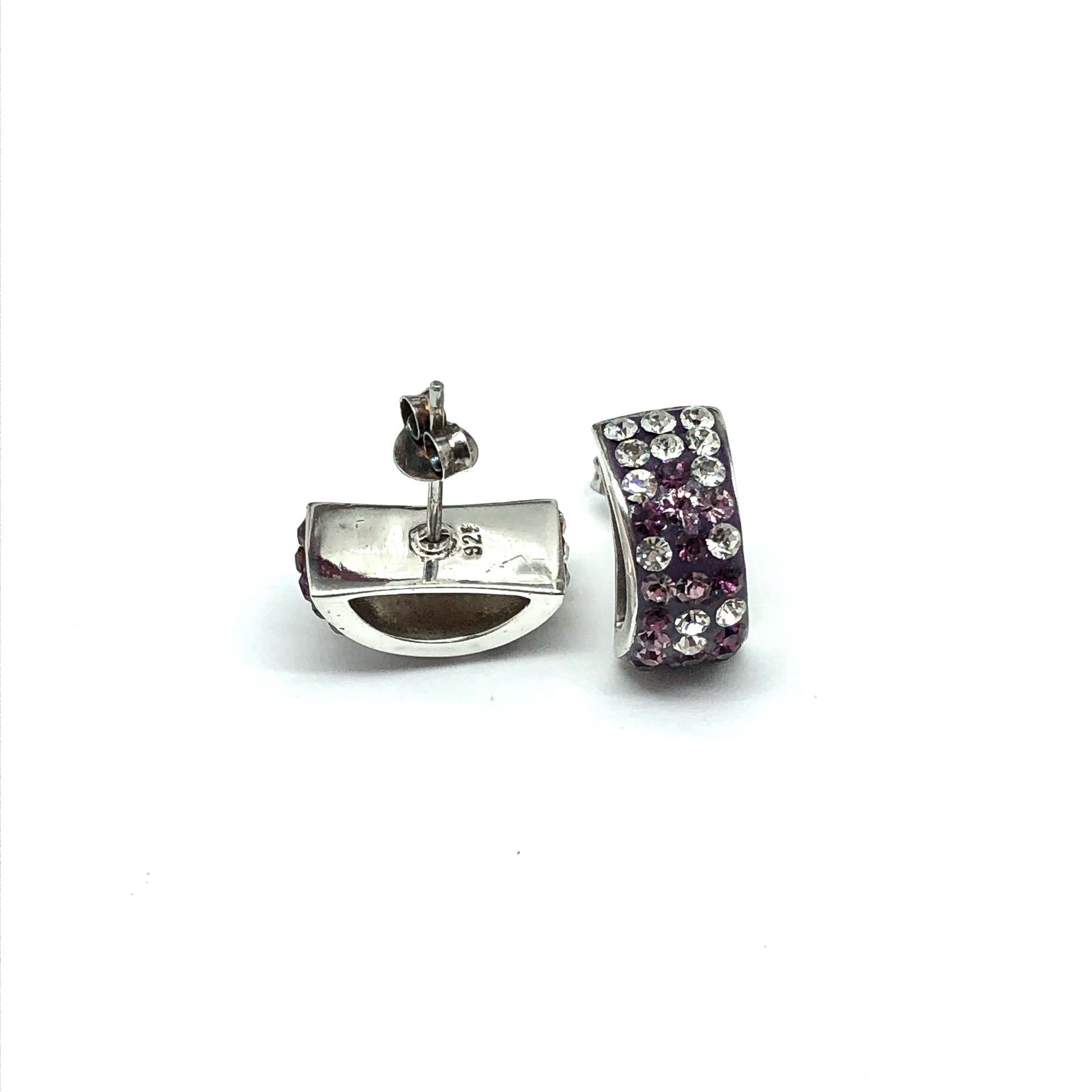 Purple Ombre Crystal Sterling Silver Earrings