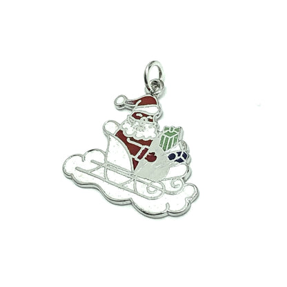 Holiday Jewelry Sterling Silver Santa Claus Christmas Charm Pendant
