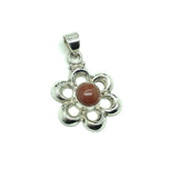 Jewelry Pendant | Mens Womens Sterling Silver Burnt Orange Carnelian Stone Flower Pendant - Blingschlingers Jewelry