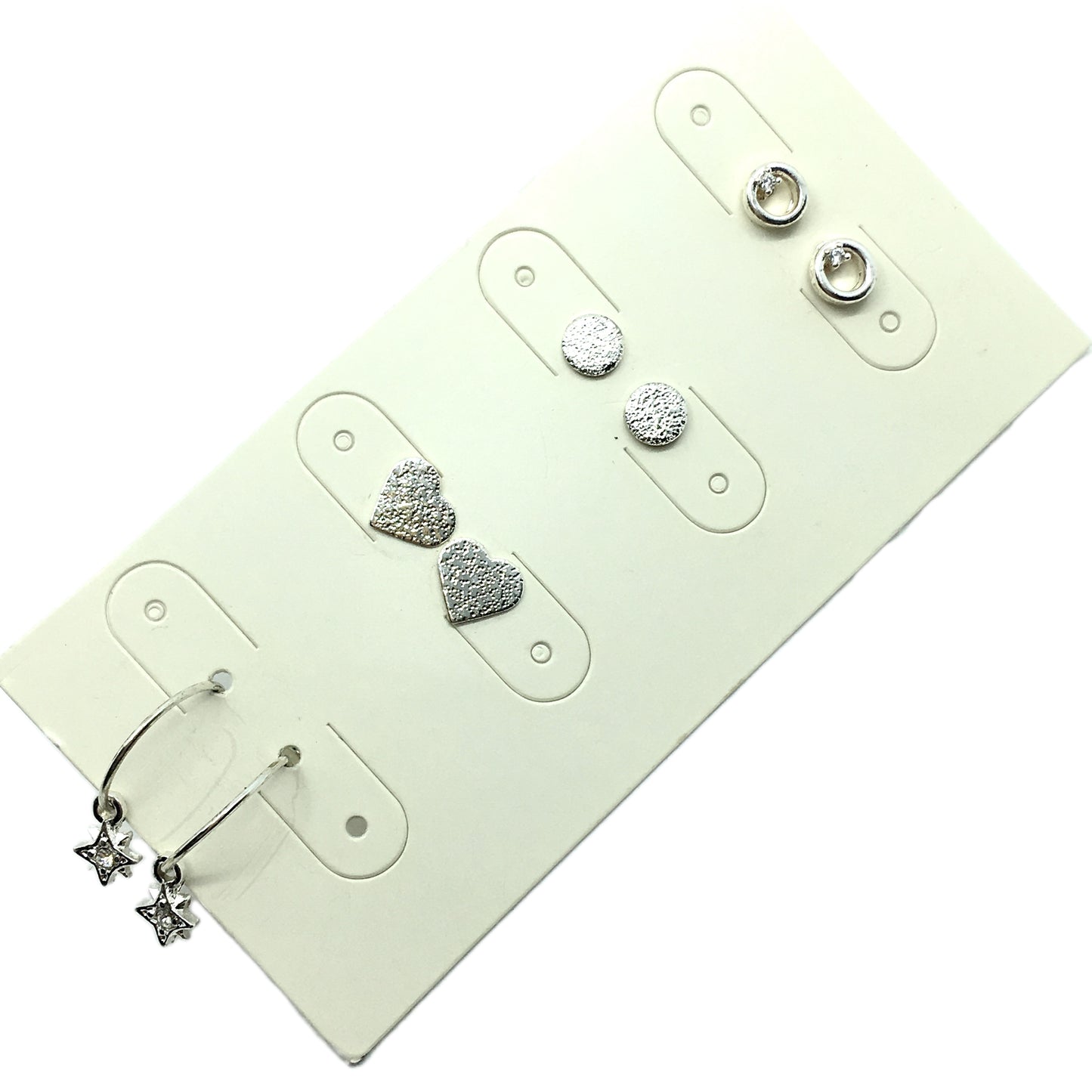 Discount Fashion Jewelry | Variety Pack 4 Pairs Petite Silver Random Fun Design Stud Earrings - Blingschlingers