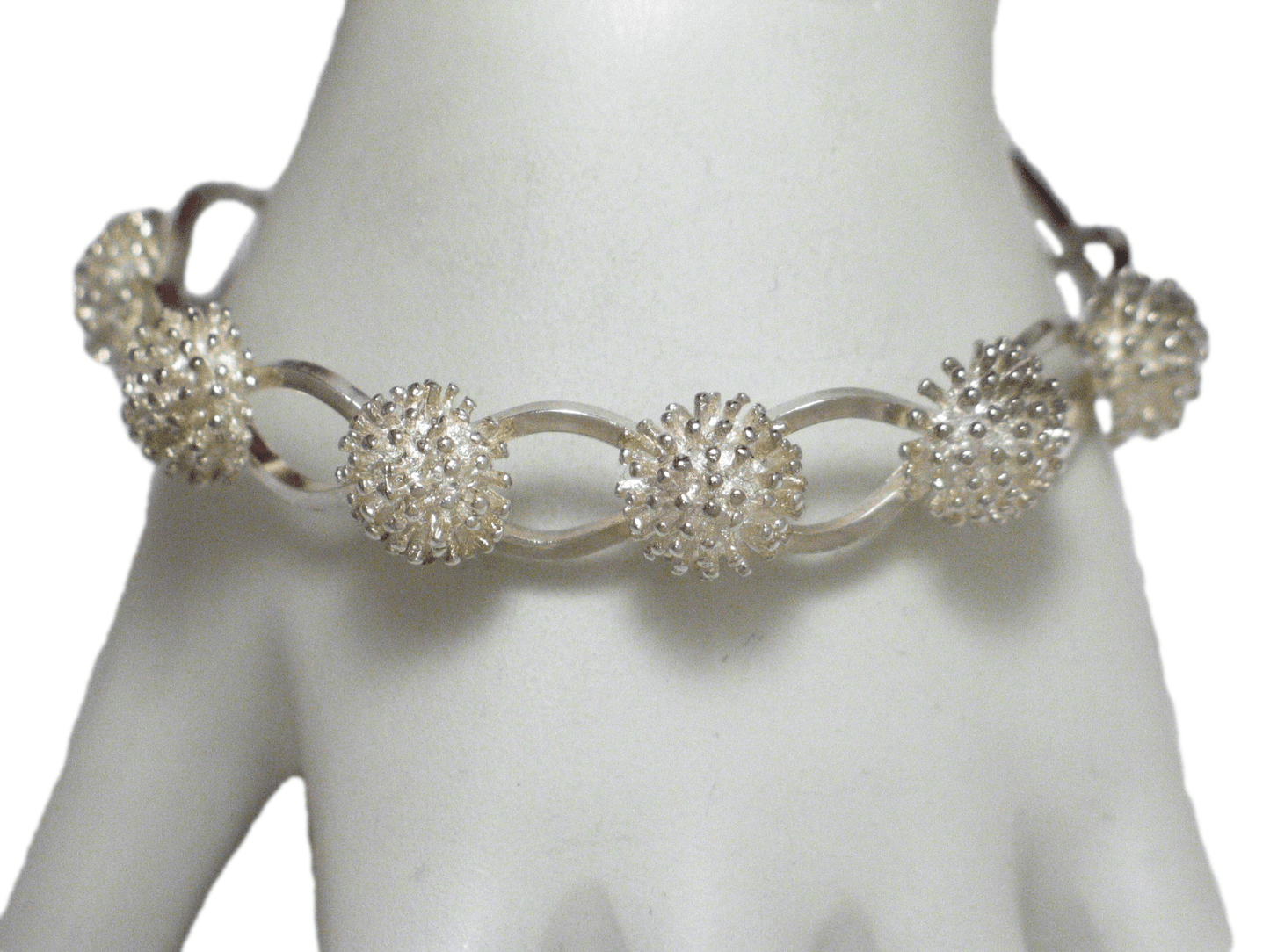 Silver Cuff Bracelet, Preowned Estate Porcupine Ball Silver Cuff Bracelet