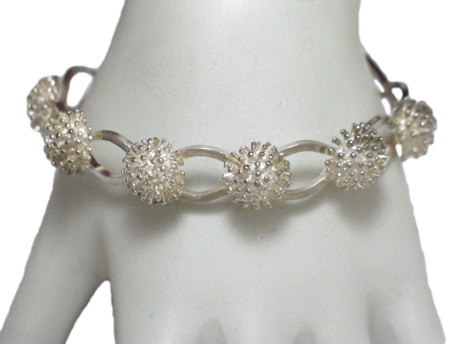 Silver Cuff Bracelet, Preowned Estate Porcupine Ball Silver Cuff Bracelet