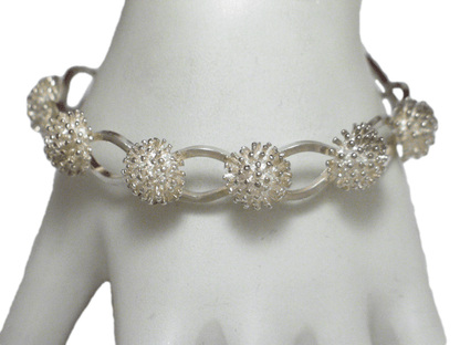 Silver Cuff Bracelet, Preowned Estate Porcupine Ball Silver Cuff Bracelet