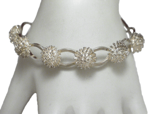 Silver Cuff Bracelet, Preowned Estate Porcupine Ball Silver Cuff Bracelet
