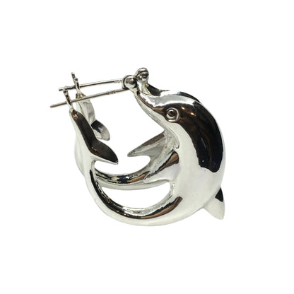 Jewelry Women's - 925 Sterling Silver Big Dolphin Hoop Earrings