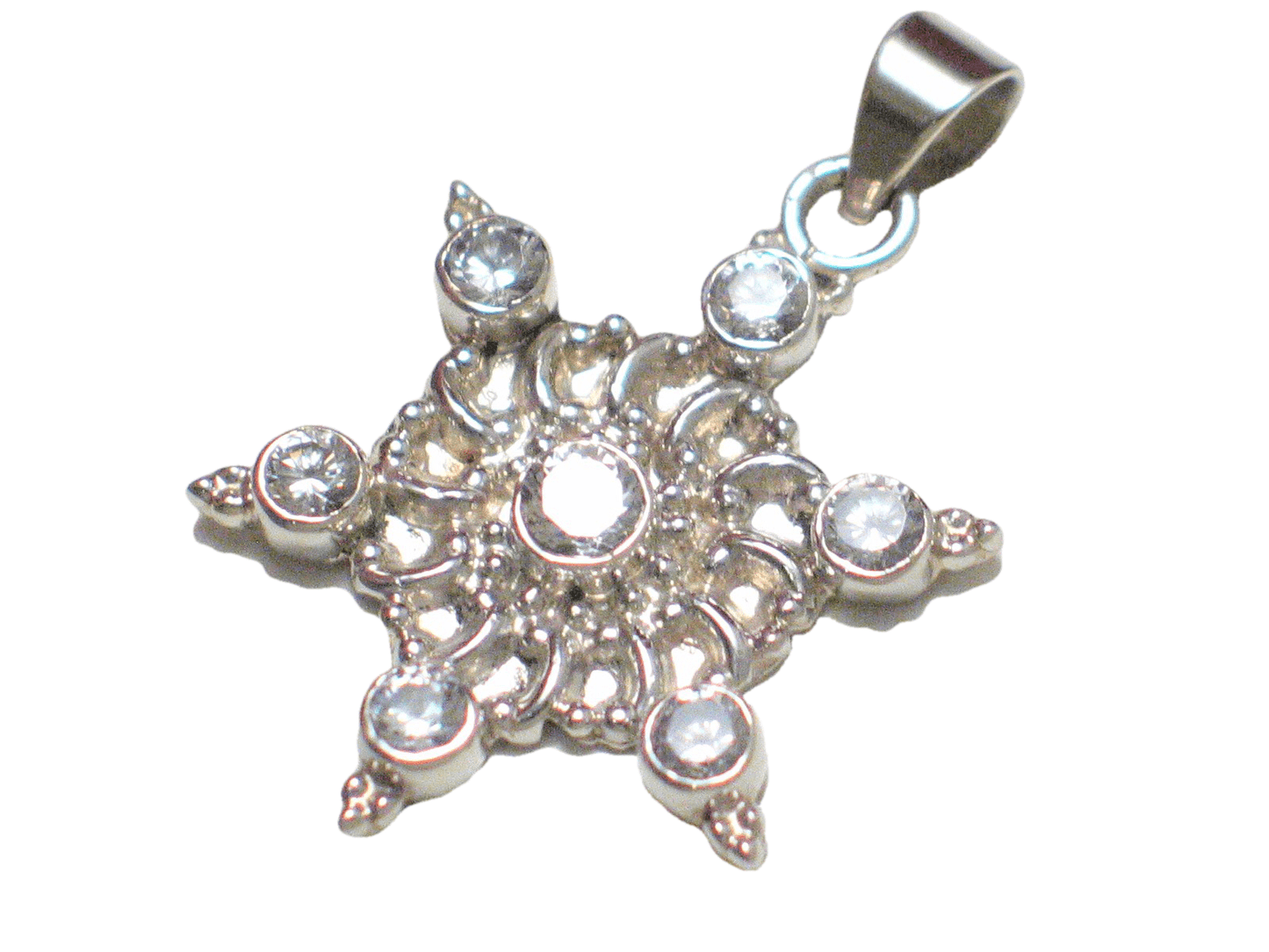 Sterling Silver Pendant, Unique Glittering Cubic Zirconia 925 Silver Star Pendant