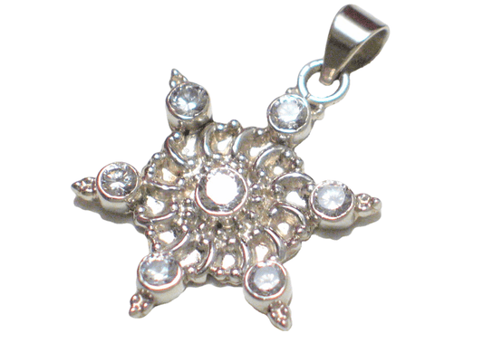 Sterling Silver Pendant, Unique Glittering Cubic Zirconia 925 Silver Star Pendant