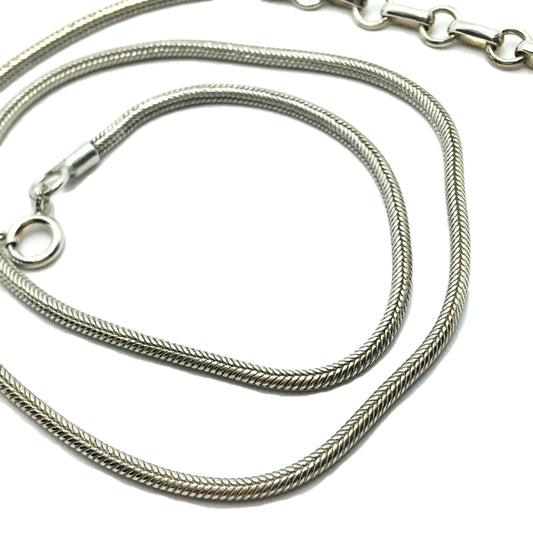 Silver Snake Chain Necklace 2mm Round Link Sterling Silver Adjustable Necklace