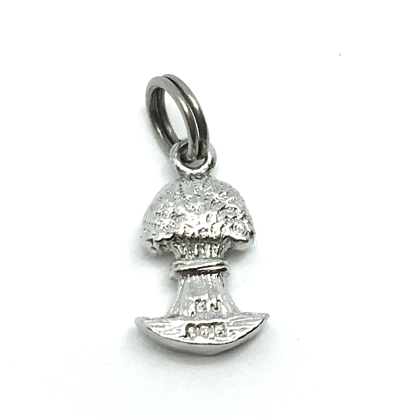 Tiny Sterling Silver 3D Charm, Vintage Broccoli Bunch Bracelet Charm
