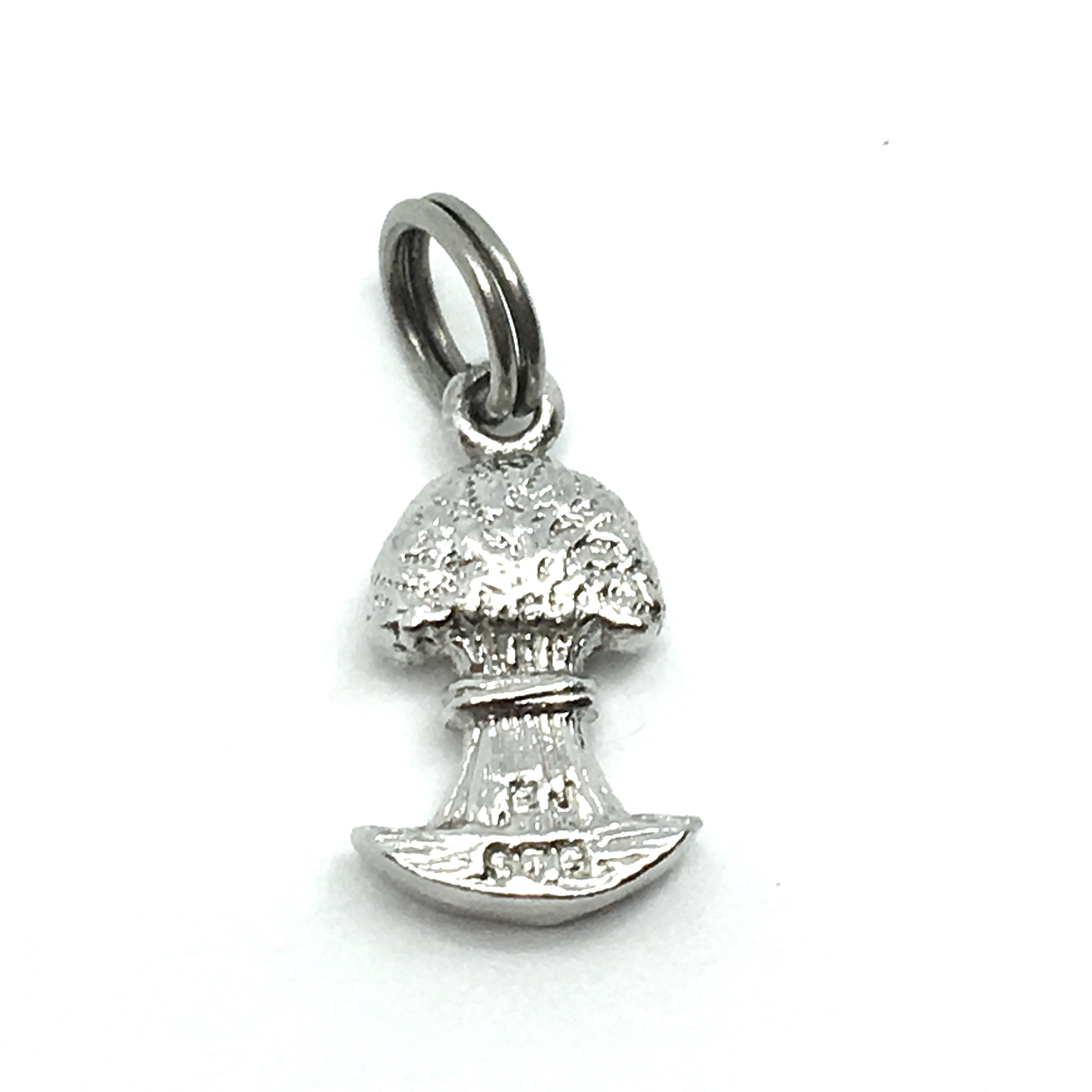 Tiny Sterling Silver 3D Charm, Vintage Broccoli Bunch Bracelet Charm