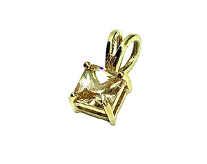 Womens Small Gold Sterling Silver Sparkly Champagne Cz Solitaire Pendant | Estate Jewelry online