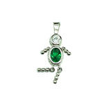Birthstone Charms & Pendants - 1.25" Sterling Silver Emerald or Tsavorite Garnet May Birthstone Baby Pendant - Birthstone Jewelry
