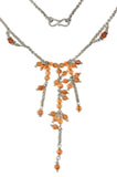 Jewelry > Necklace > Womens Sterling Silver Ikura Orange Carnelian Beaded Waterfall Tassel Necklace