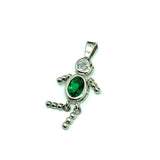 Birthstone Charms - 1.25" Sterling Silver Emerald or Tsavorite Garnet May Birthstone Baby Pendant - Birthstone Babies
