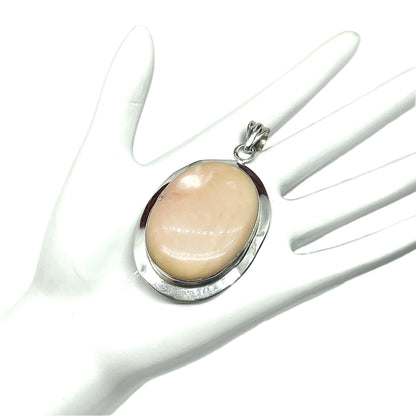 Jewelry | Big Sterling Silver Coral Oval Stone Pendant