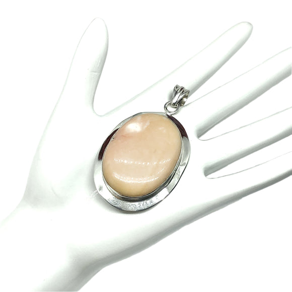 Womens Large Sterling Silver Angel Skin Coral Stone Pendant | Discount Jewelry Online
