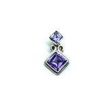 Womens Sterling Silver Purple Cubic Zirconia 2 Stone Design Pendant