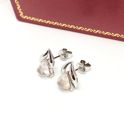 925 Silver Stud Earrings Edgy Flair Trillion Design Rose Stone | Unique Jewelry online