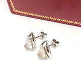 Earrings Womens Sterling Silver Fancy Wave Design Rose Quartz Stone Earrings