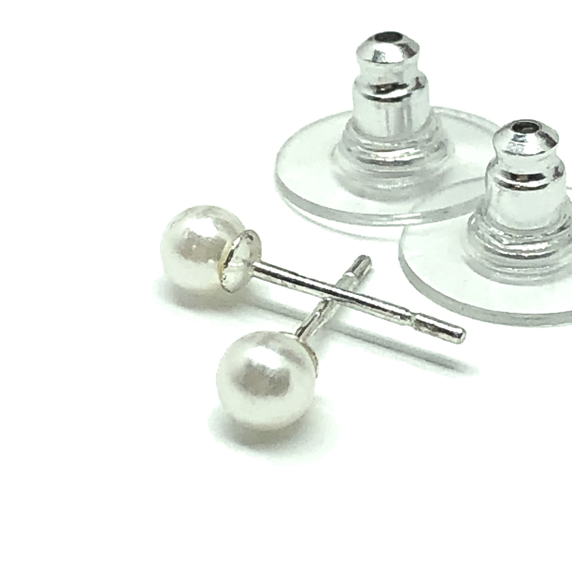 Earrings | Small Sterling Silver 4mm Faux Pearl Stud Earrings
