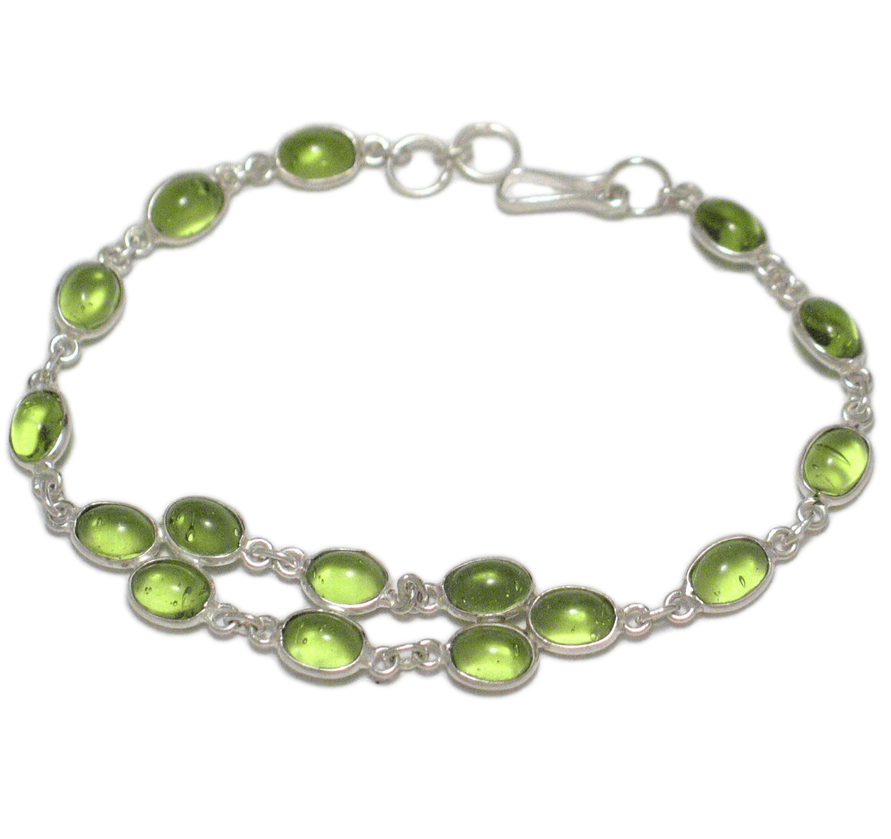 Sterling Silver Bracelet, 8.5" Stylish Spring time Vibrant Limon Green Stone Bracelet